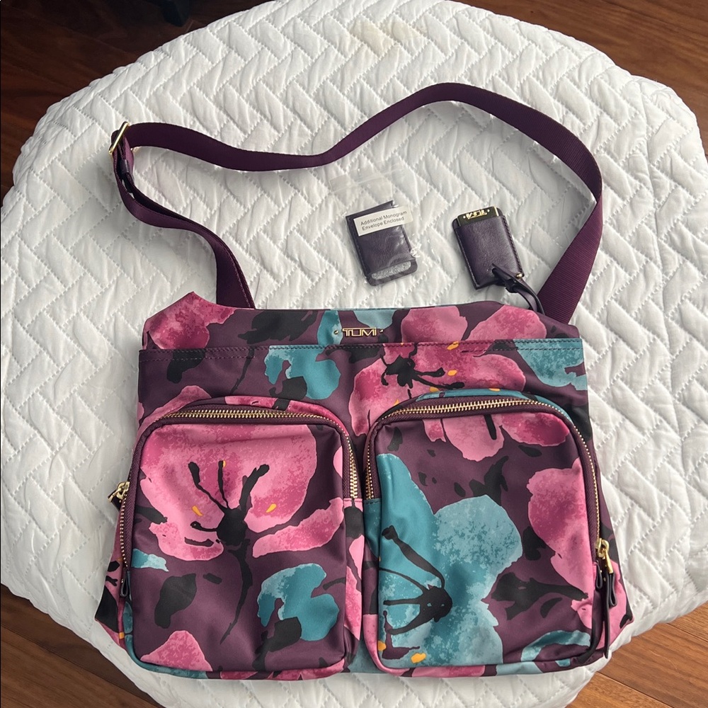 Tumi Floral Crossbody Bag - Purple and Pink